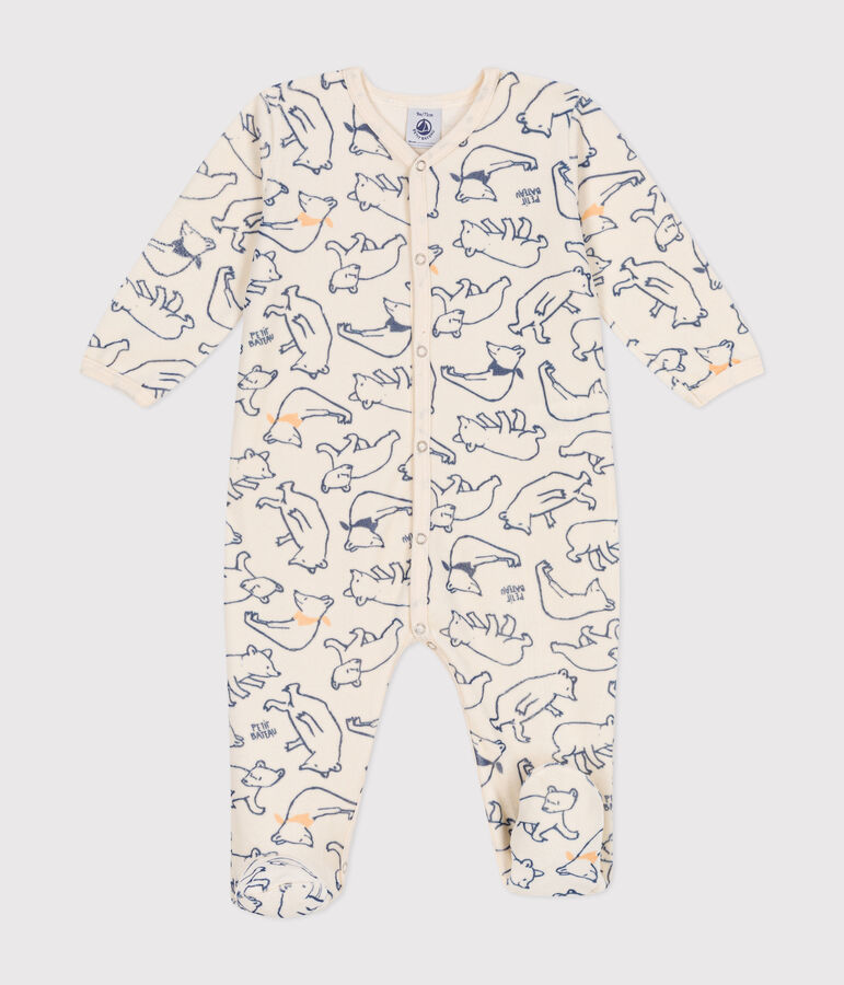 Dors bien en velours b&eacute;b&eacute; &eacute;cru/bleu/multicouleur