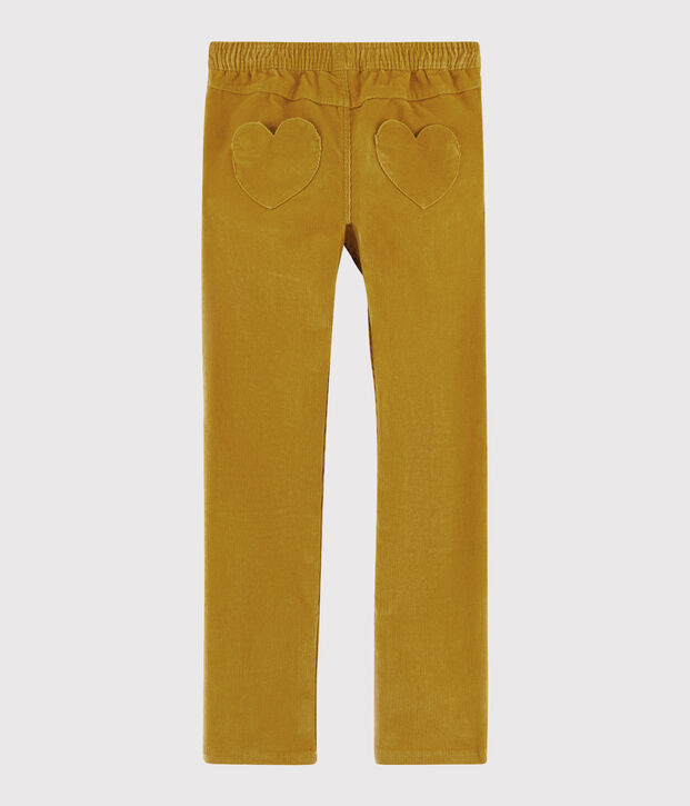 Pantalon velours enfant fille jaune