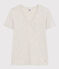 Tee-shirt l'Iconique col V en coton uni femme gris BELUGA CHINE