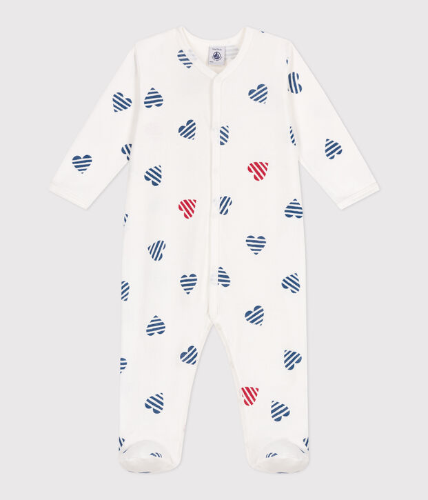 Pyjama b&eacute;b&eacute; en coton c&oelig;urs ray&eacute; blanc/multicouleur