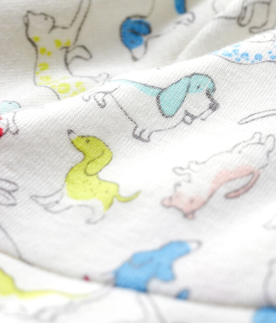 Chapeau bob bébé en bouclette éponge en coton biologique blanc MARSHMALLOW/blanc MULTICO
