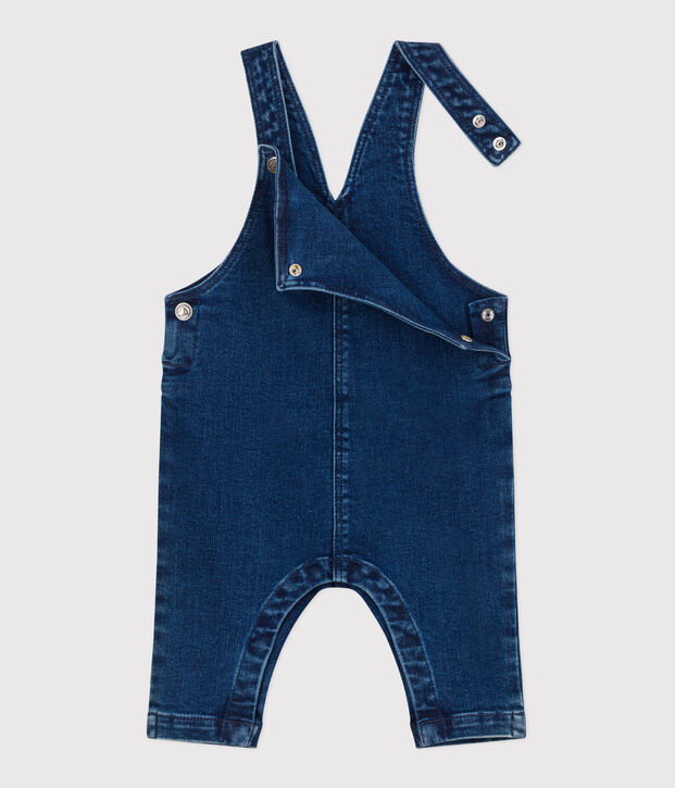 Salopette b&eacute;b&eacute; en jean &eacute;lasthanne jambes longues bleu