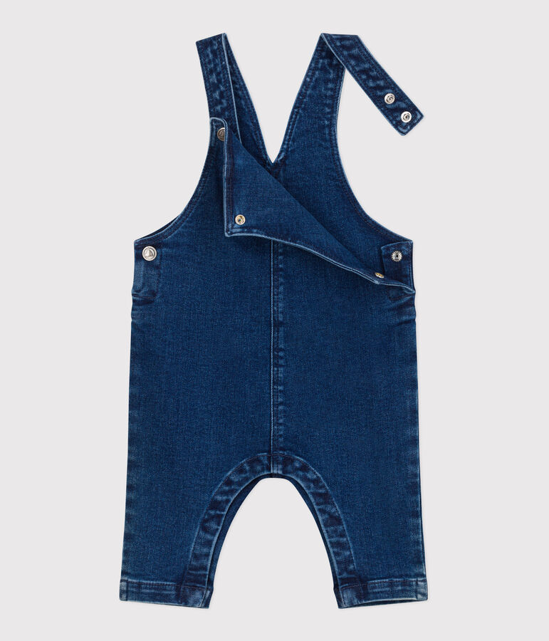 Salopette b&eacute;b&eacute; en jean &eacute;lasthanne jambes longues bleu DENIM MOYEN