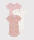 Lot de 3 bodies manches courtes fleurs en coton bébé