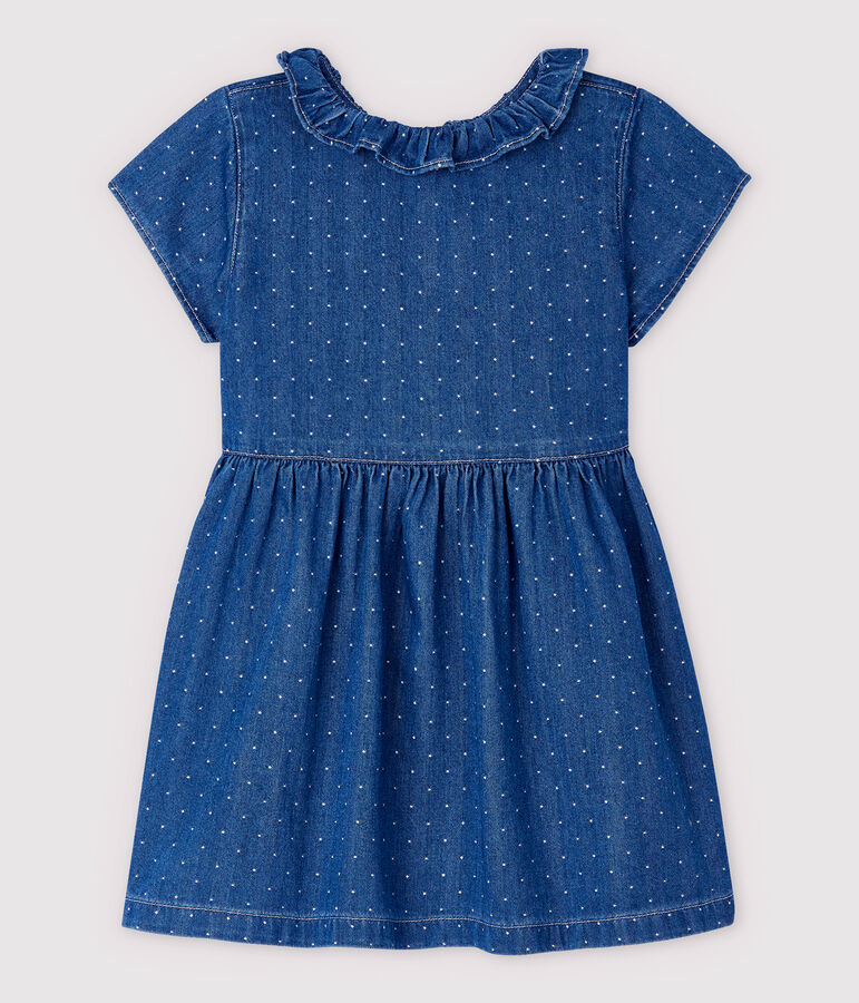 Robe en denim clair &agrave; pois b&eacute;b&eacute; fille bleu DENIM CLAIR