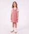 Robe salopette enfant en coton &agrave; rayures rose/rose