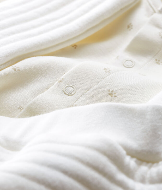 Ensemble trois pi&egrave;ces b&eacute;b&eacute; en tubique blanc