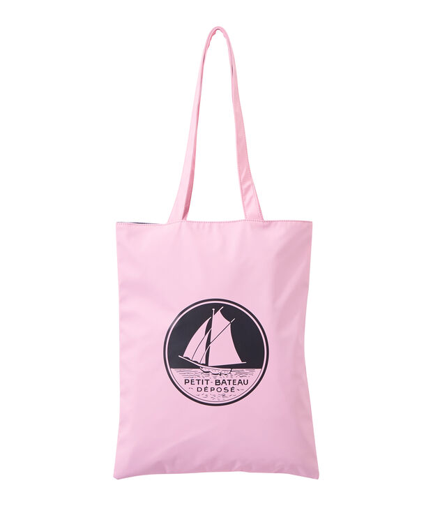 Sac shopping femme uni d&eacute;perlant rose