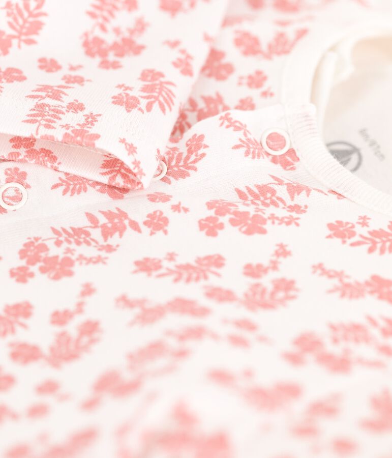 Ensemble 3 pi&egrave;ces b&eacute;b&eacute; imprim&eacute; Hawa&iuml; en coton bio blanc MARSHMALLOW/ PAPAYE