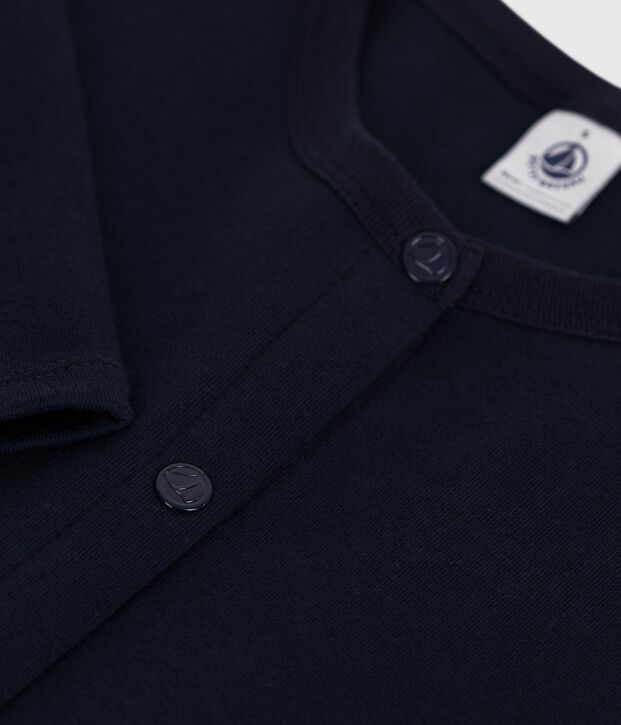 Cardigan femme en coton uni bleu marine