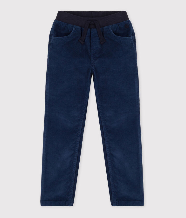 Pantalon droit en velours moyen enfant fille / gar&ccedil;on bleu CREPUSCULE