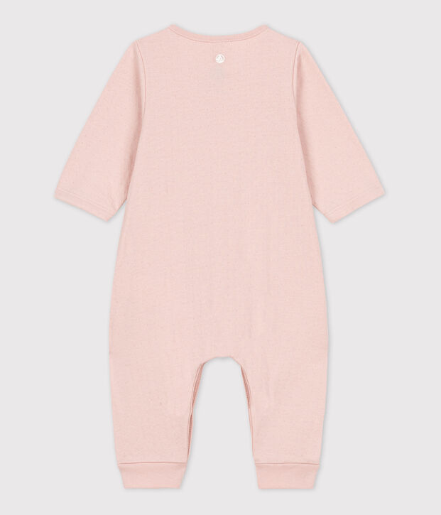 Combinaison longue unie en tubique bio b&eacute;b&eacute; rose