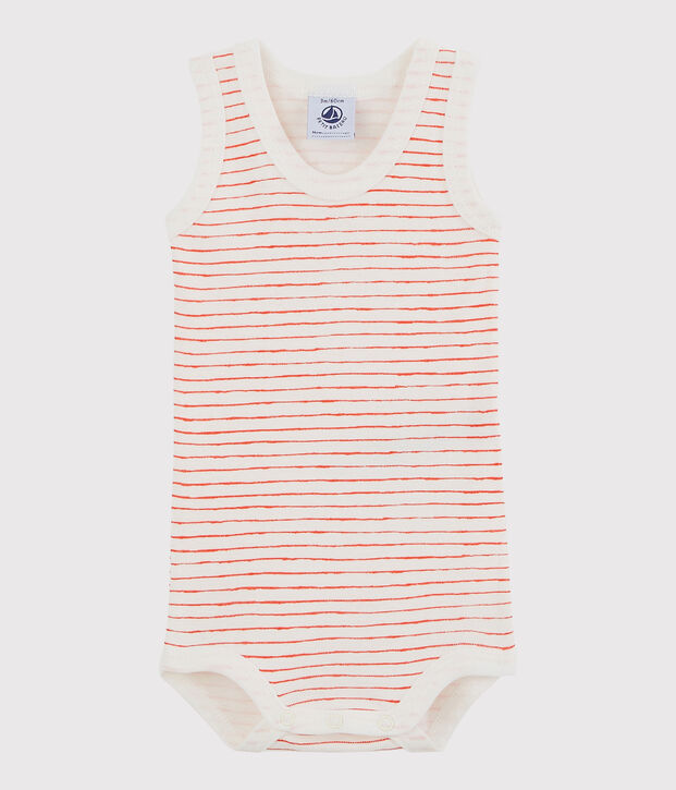 Body sans manches b&eacute;b&eacute; gar&ccedil;on blanc/rouge