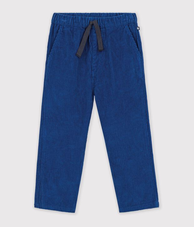 Pantalon droit en velours bleu