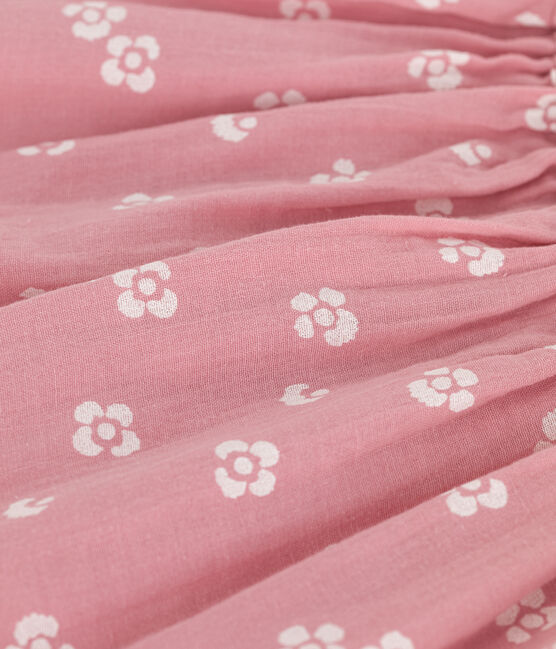Jupe enfant en coton fleurie rose CHARME/blanc MARSHMALLOW
