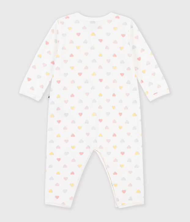 Pyjama b&eacute;b&eacute; en velours sans pieds imprim&eacute; c&oelig;urs blanc/multicouleur