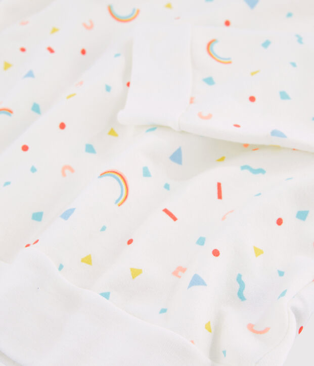 Pyjama &agrave; imprim&eacute; confettis petite fille en molleton blanc/multicouleur