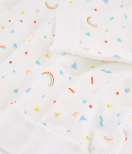 Pyjama à imprimé confettis petite fille en molleton blanc MARSHMALLOW/blanc MULTICO