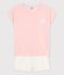 Pyjacourt fille rose en coton biologique rose MINOIS/blanc MULTICO