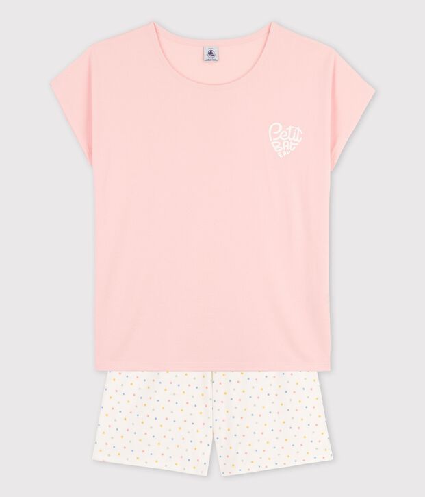 Pyjacourt fille rose en coton biologique rose/multicouleur
