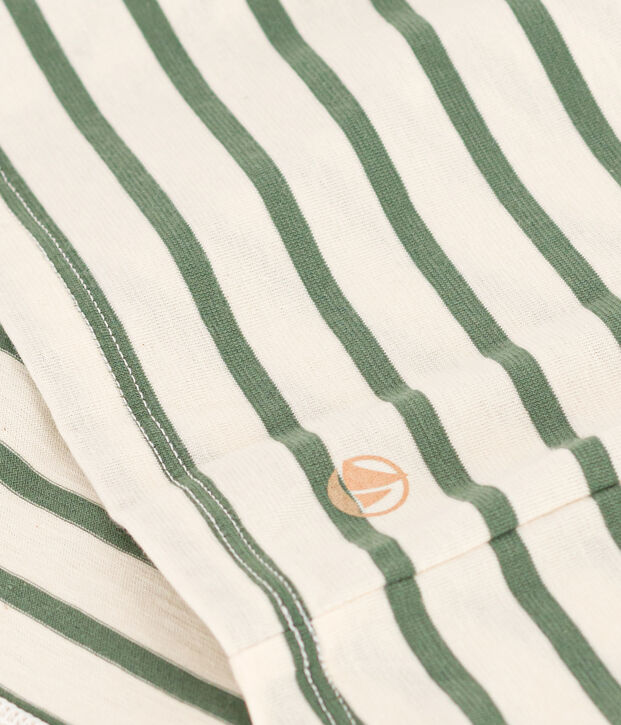 Tee-shirt LE DROIT col rond en coton Femme &eacute;cru/vert