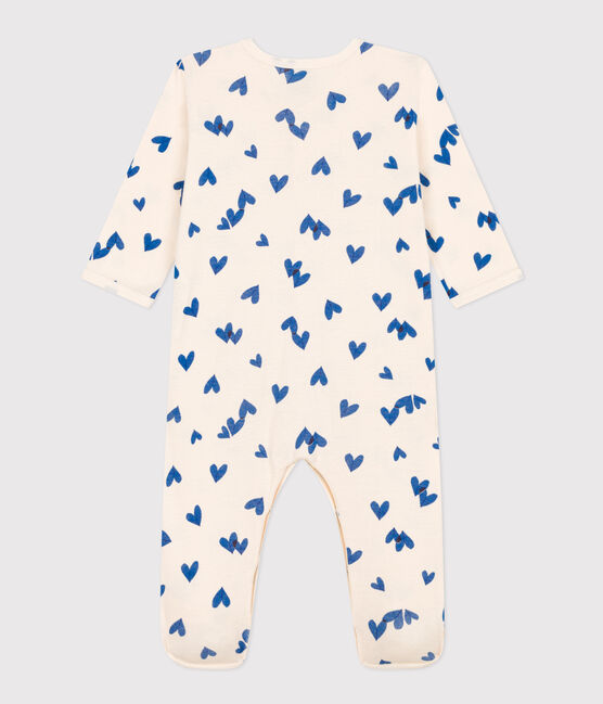 Pyjama bébé coeur bleu en coton blanc AVALANCHE/ MULTICO