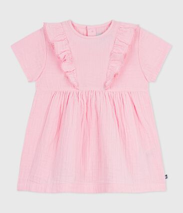 Robe bébé en coton manches courtes unie