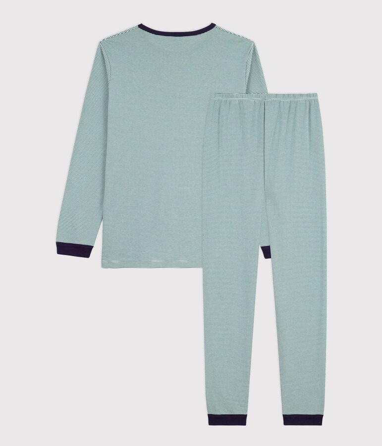Pyjama enfant en coton &agrave; rayures ESTRAGON/ MARSHMALLOW