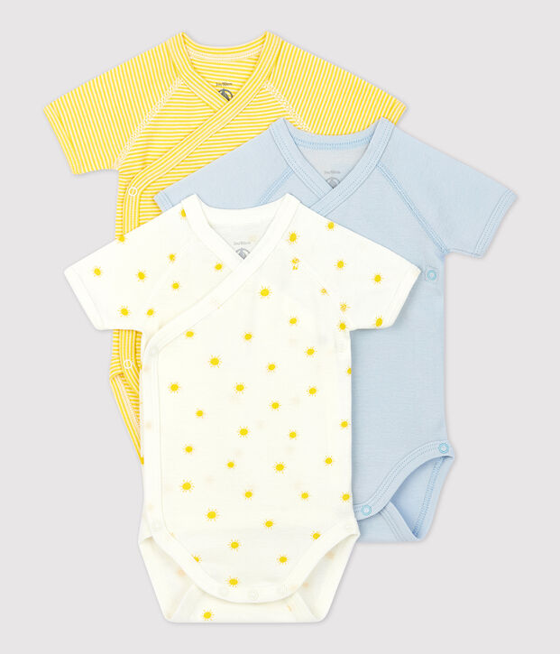 Lot de 3 bodies b&eacute;b&eacute; en coton biologique multicouleur