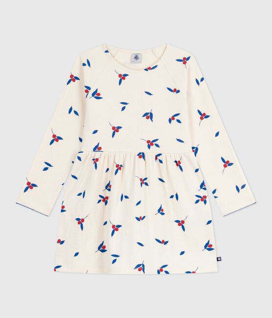 Robe enfant manches longues en coton MILK/ MULTICO