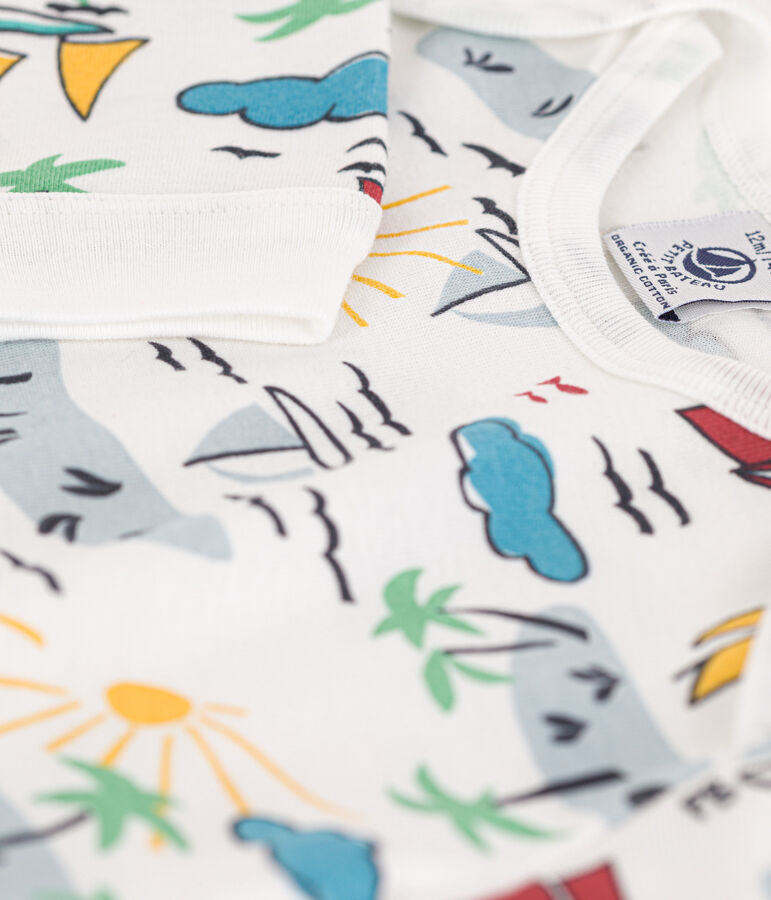 Dors-bien sans boutons-pression et sans pieds explorateurs en coton blanc MARSHMALLOW/blanc MULTICO