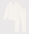 Pyjama fleurs en coton petite fille blanc MARSHMALLOW/blanc MULTICO