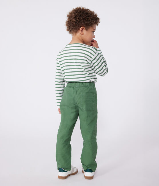 Pantalon enfant en coton vert PALMERAIE