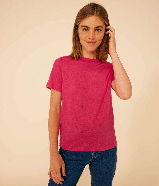 Tee-shirt en lin femme rose DELHI