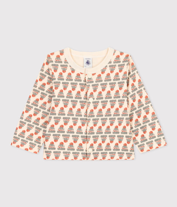 Cardigan en jersey &eacute;pais imprim&eacute; b&eacute;b&eacute; &eacute;cru/multicouleur
