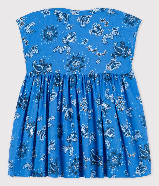 Robe manches courtes imprim&eacute;e bandana en popeline b&eacute;b&eacute; bleu/multicouleur
