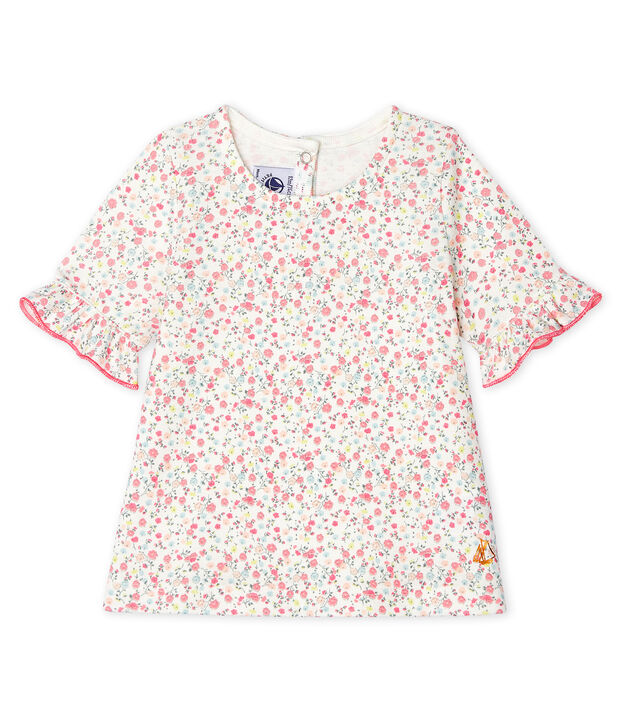 Blouse manches courtes imprim&eacute;e b&eacute;b&eacute; fille blanc/multicouleur