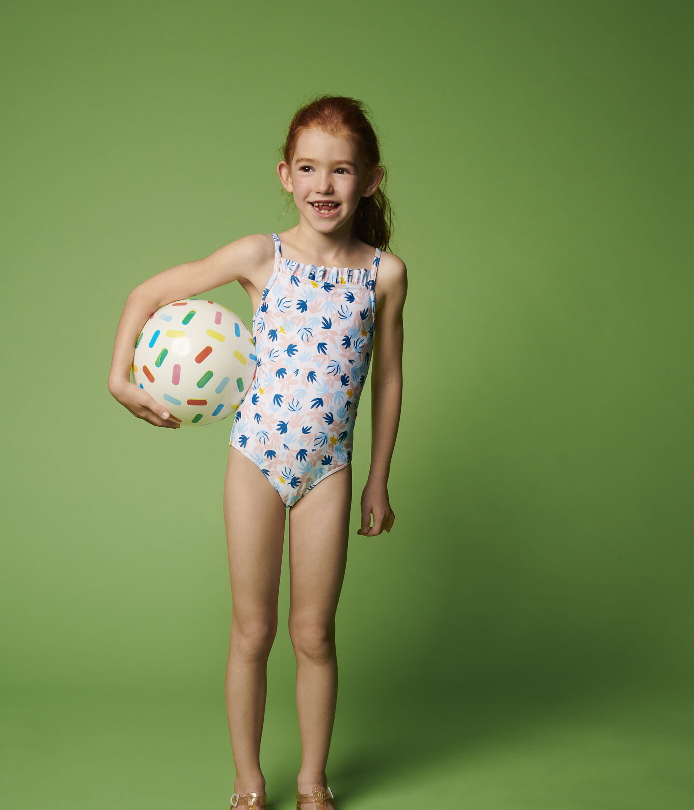 Maillot de bain 1 pièce recyclé enfant fille MARSHMALLOW/MULTICO