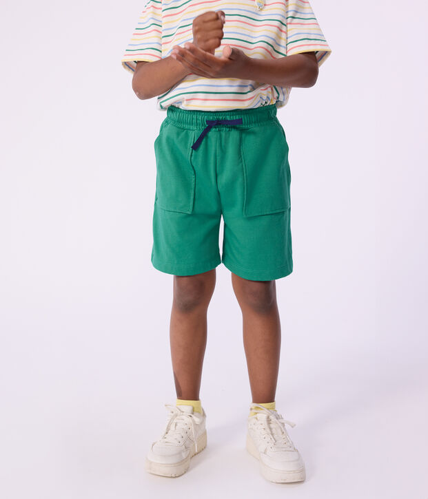 Bermuda short enfant en coton uni vert