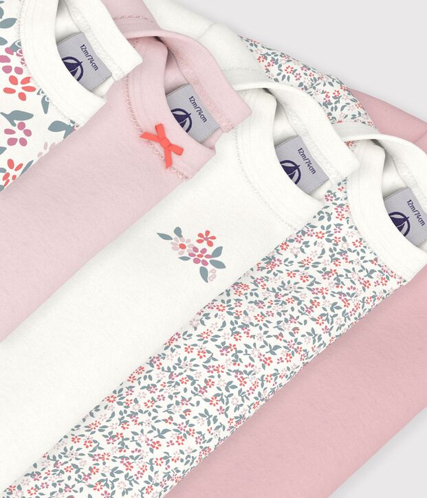 Lot de bodies manches longues en coton imprim&eacute; &agrave; fleurs b&eacute;b&eacute; multicouleur
