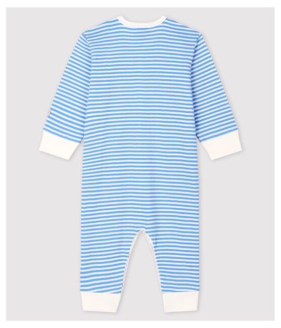 Dors-bien sans pieds à rayures bleues bébé en coton bleu EDNA/blanc MARSHMALLOW