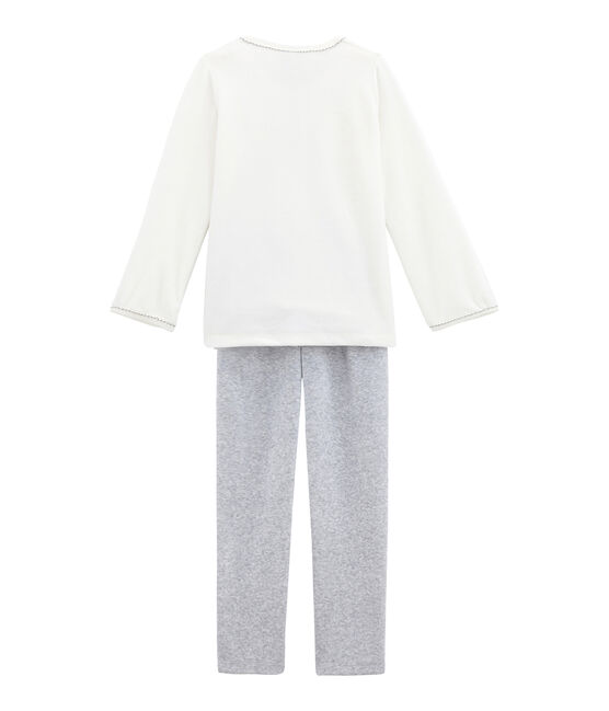 Pyjama petite fille blanc MARSHMALLOW/gris POUSSIERE