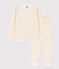 Pyjama fleur petite fille en tubique blanc MARSHMALLOW/blanc MULTICO