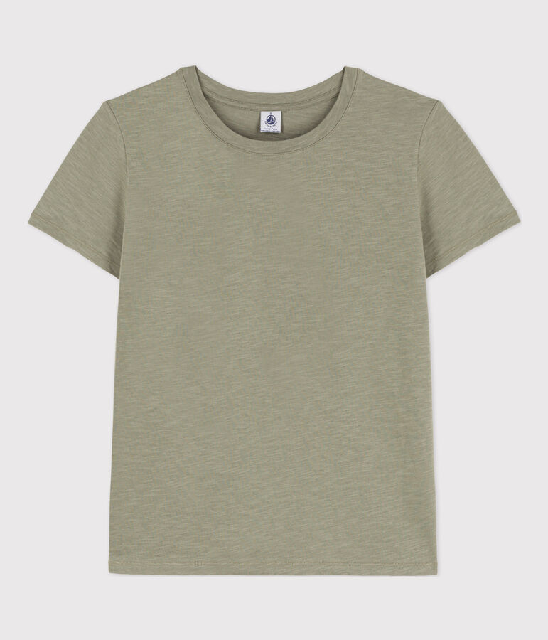 Tee-shirt LE DROIT col rond en coton Femme vert MARECAGE