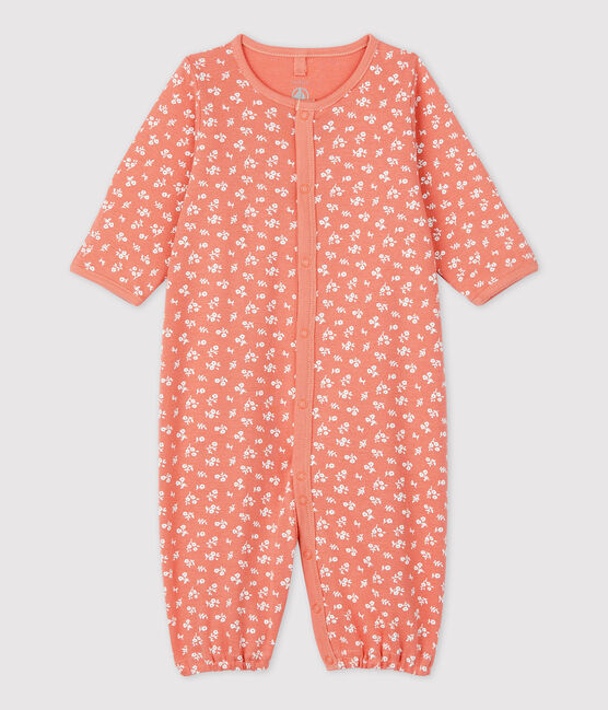 Combinaison bébé en coton biologique rose PAPAYE/ MARSHMALLOW