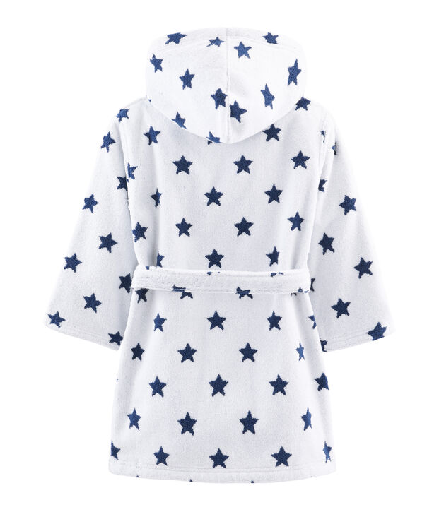 Peignoir petit gar&ccedil;on en &eacute;ponge blanc/bleu
