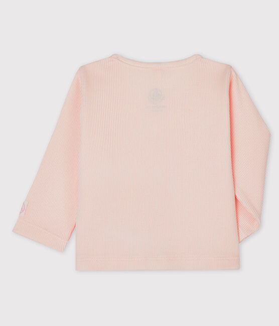 Cardigan bébé en côte 2x2 en coton biologique rose FLEUR