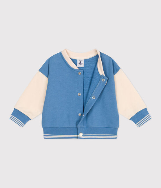 Veste teddy bébé en coton colorblock bleu ALASKA/ AVALANCHE
