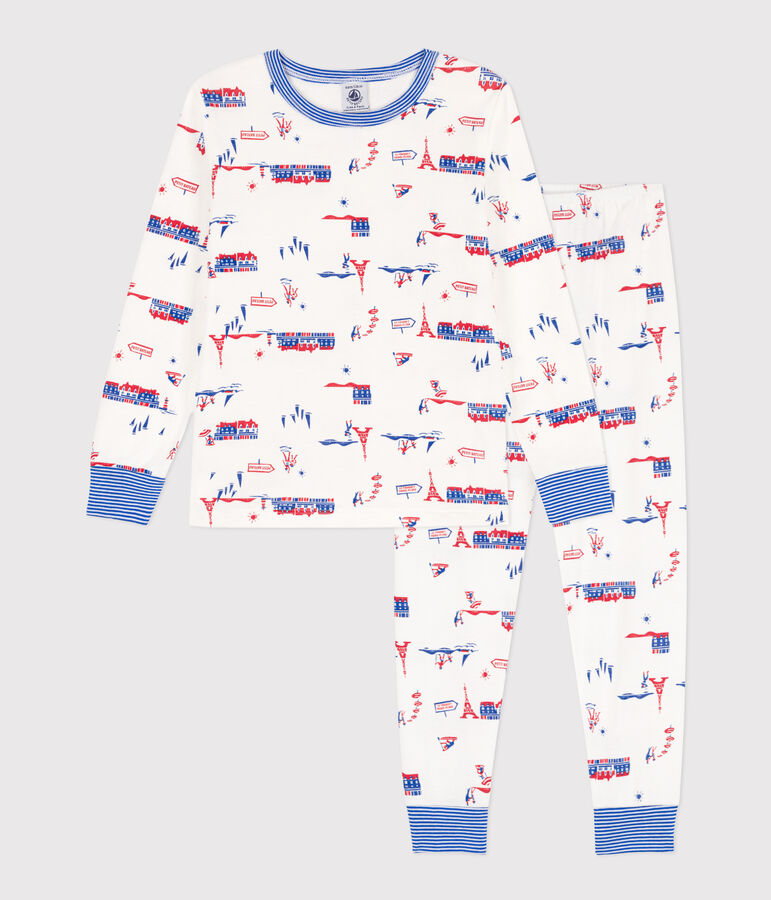 Pyjama Paris en coton enfant blanc MARSHMALLOW/blanc MULTICO
