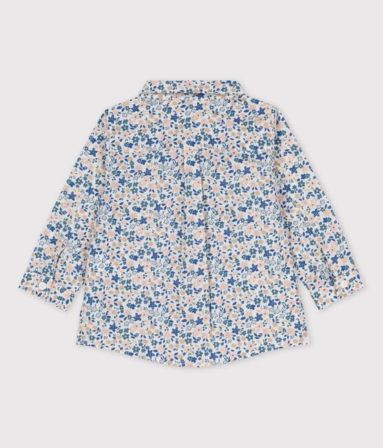 Chemise manches longues bébé imprimée fleuri en popeline blanc ECUME/blanc MULTICO